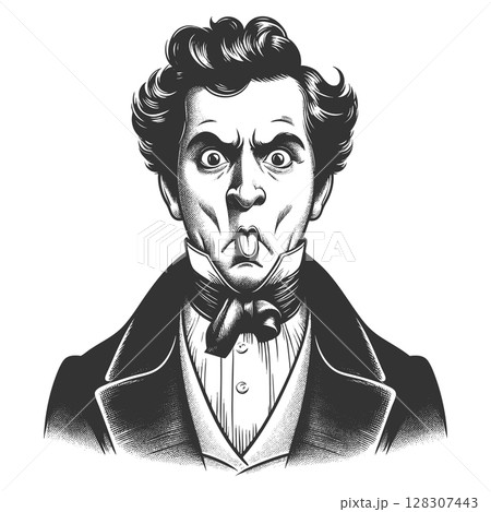 Funny Man Sticking Out Tongue raster illustration Funny Man Sticking Out Tongue raster illustration 128307443