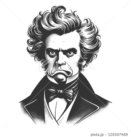 Angry Man with Wild Hair vector illustration 128307489