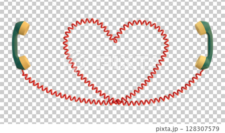 Heart-Shaped Cord with Vintage Telephone Handsets on Transparent 128307579