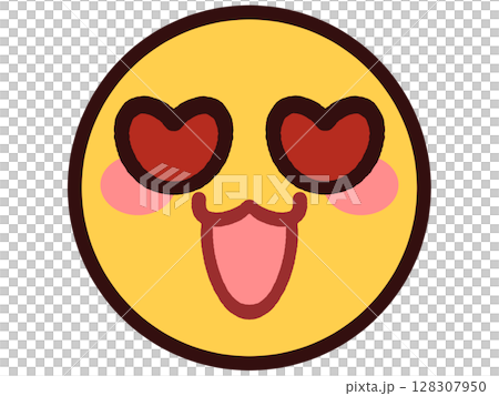 簡單可愛的表情符號臉插圖素材 128307950