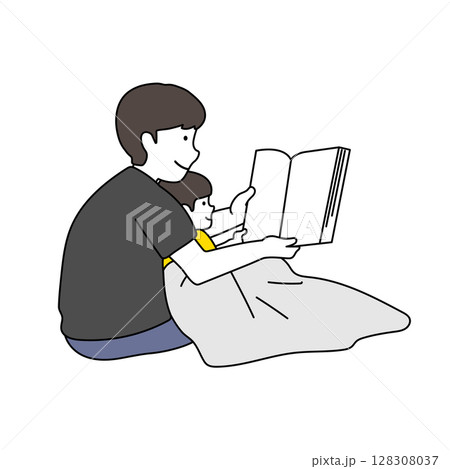 本を読む親子イラスト 128308037