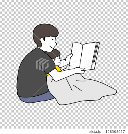 本を読む親子イラスト 128308037