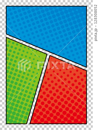 Manga style, panel layout, halftone, bright colors, polka dots 128308052