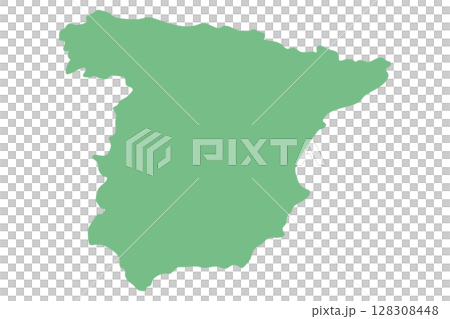 西班牙地圖輪廓（單色綠平面設計） 128308448