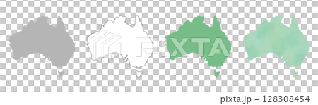 Australia map silhouette set (gray, line, green, watercolor style) Australia map silhouette set (gray, line, green, watercolor style) 128308454