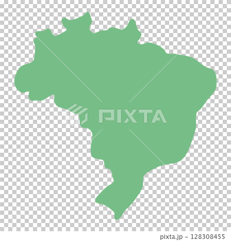 ブラジルの地図シルエット（単色グリーン・フラットデザイン） 128308455
