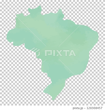 巴西地圖輪廓(水彩紋理,綠色) 巴西地圖輪廓(水彩紋理,綠色) 128308457