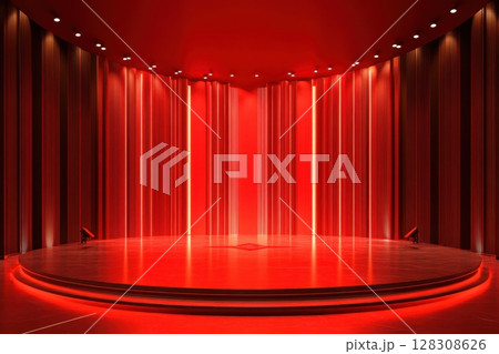 red velvet curtain on stage 128308626