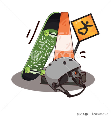 illustration of skateboard equipment 128308692