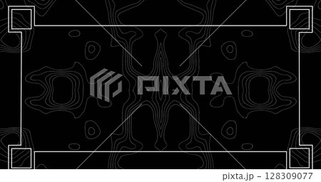 Image of white line frame of interface over thin white lines moving organically like fluid on a blac Image of white line frame of interface over thin white lines moving organically like fluid on a blac 128309077