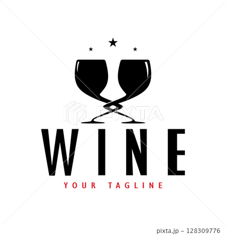 Wine logo with wine glasses and bottles.for night clubs,bars,cafe and wine shops. Wine logo with wine glasses and bottles.for night clubs,bars,cafe and wine shops. 128309776