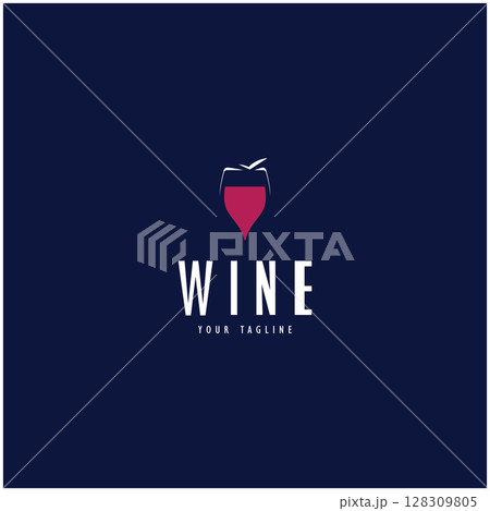 Wine logo with wine glasses and bottles.for night clubs,bars,cafe and wine shops. Wine logo with wine glasses and bottles.for night clubs,bars,cafe and wine shops. 128309805