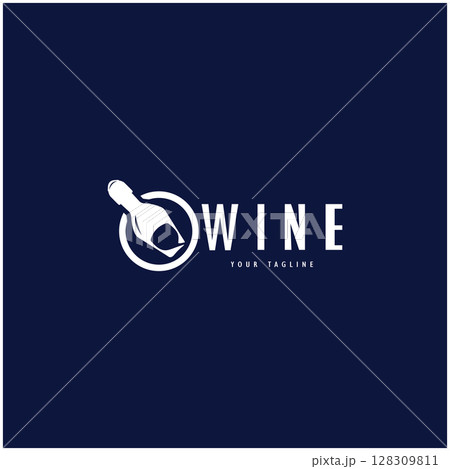 Wine logo with wine glasses and bottles.for night clubs,bars,cafe and wine shops. Wine logo with wine glasses and bottles.for night clubs,bars,cafe and wine shops. 128309811