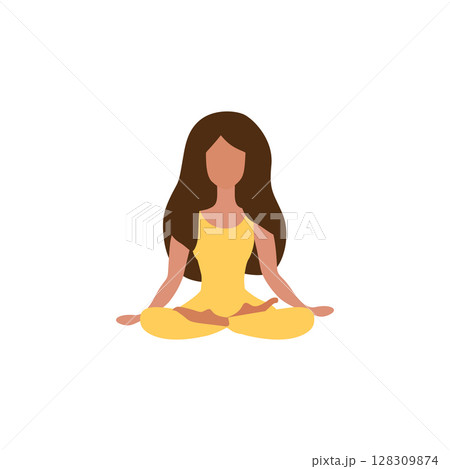 A girl does yoga padmasana pose. A girl does yoga padmasana pose. 128309874