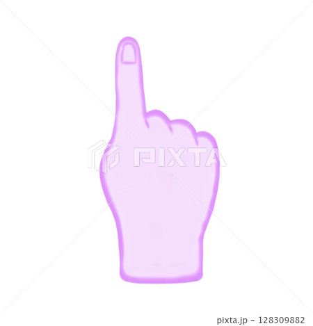 指差し水彩(紫)クリック用 128309882
