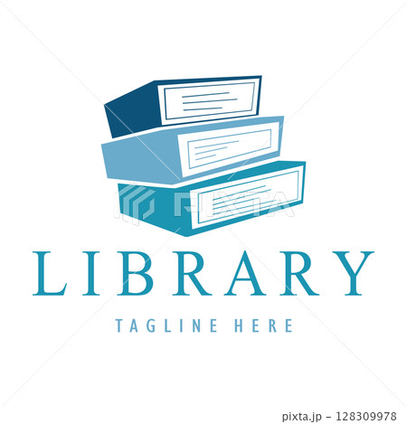 book or library logo for bookstores, book companies, publishers, encyclopedias, libraries, education, digital books, vectors 128309978