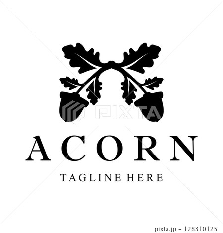 Simple Acorn logo design with leaves,oak leaves logo,isolated with vector illustration editing 128310125