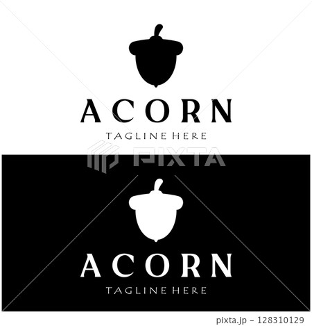 Simple Acorn logo design with leaves,oak leaves logo,isolated with vector illustration editing 128310129