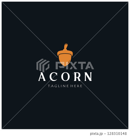 Simple Acorn logo design with leaves,oak leaves logo,isolated with vector illustration editing 128310148
