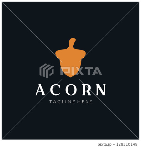 Simple Acorn logo design with leaves,oak leaves logo,isolated with vector illustration editing 128310149