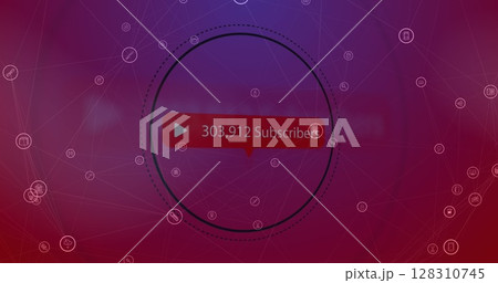Image of speech bubble with subscribers text and numbers over digital icons Image of speech bubble with subscribers text and numbers over digital icons 128310745