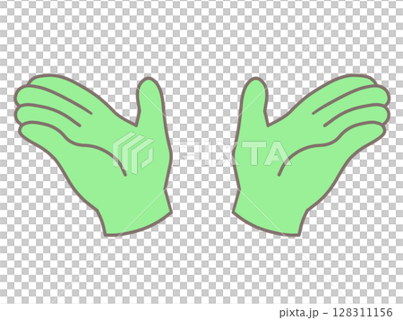 Open hands on both sides, green 128311156