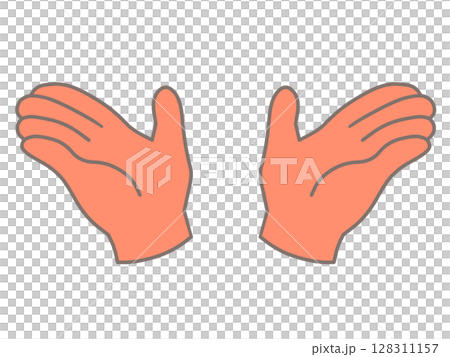 Orange hands open to the left and right 128311157