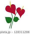 Anthurium, a tropical red flower. Vector. In the style of hand drawing. 128311208