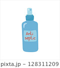Antiseptic. A bottle of disinfectant. Vector illustration isolated. 128311209