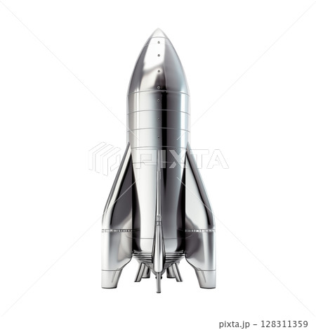 Metallic gray rocket on transparent background. Metallic gray rocket on transparent background. 128311359