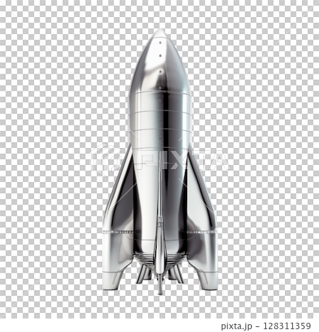 Metallic gray rocket on transparent background. Metallic gray rocket on transparent background. 128311359