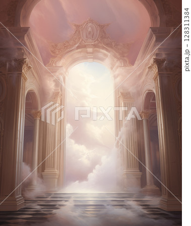 Temple arch, pastel tones, way to heaven 128311384