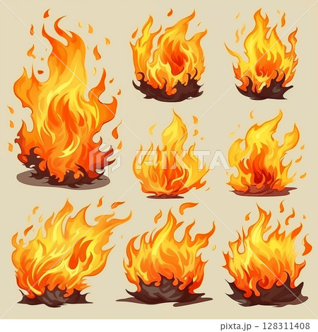 fire cartoon collection 128311408