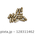 Herbal capsule medicine on white background 128311462