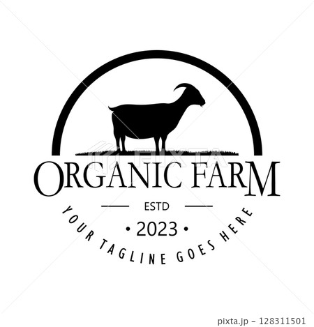 vintage organic animal farm logo premium retro  silhouette for business, livestock, labels and badges. 128311501