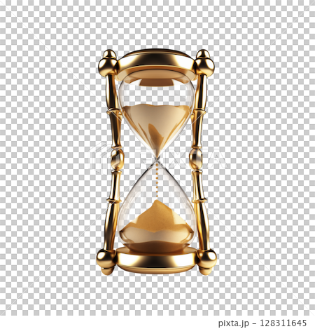 golden hourglass on a transparent background 128311645