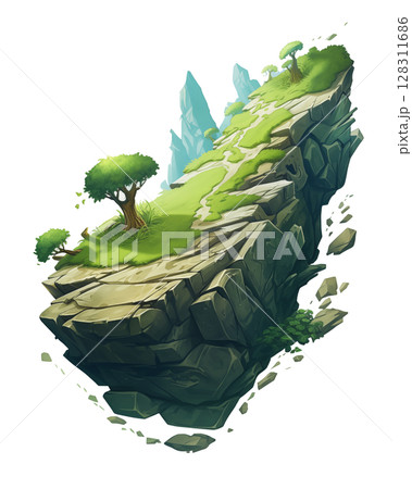 The land floating on the sky on a transparent background 128311686