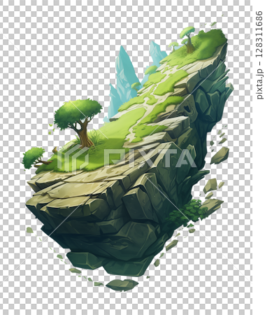 The land floating on the sky on a transparent background 128311686