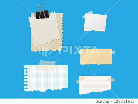 Cartoon torn sheets of paper from a notebook. Vector illustration stock illustration 128311913