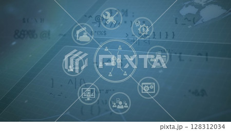 Image of icons over grid Image of icons over grid 128312034