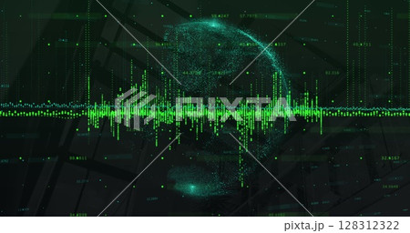 Image of data processing over green globe and...のイラスト素材 [128312322] - PIXTA