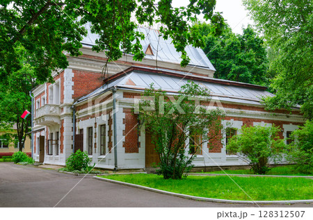 Museum-estate of 19th century Kozell-Poklevsky (Gatovsky) in village of Krasny Bereg, Gomel region, Belarus. Former servants' quarters 128312507