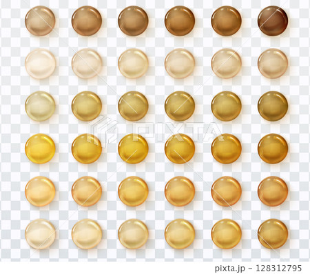 Cosmetic skin tone cream or foundation drops on transparent background 128312795