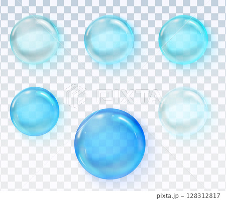 Glossy blue cleaning liquid drops set with transparent background Glossy blue cleaning liquid drops set with transparent background 128312817