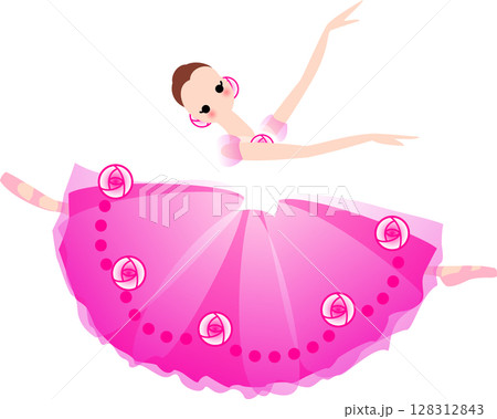 バレエを踊るバレリーナ　ローズ色の衣装 128312843