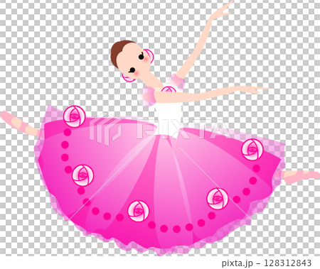 バレエを踊るバレリーナ　ローズ色の衣装 128312843