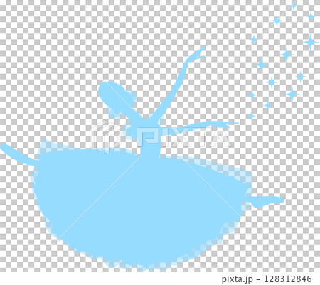 バレエを踊るバレリーナ　水色のシルエット 128312846