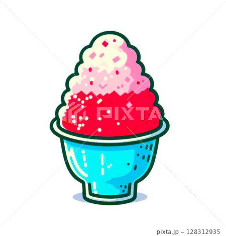 イチゴ味のかき氷 128312935