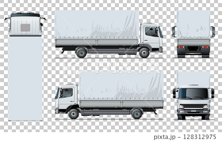 Vector awning flatbed truck template isolated on white background 128312975
