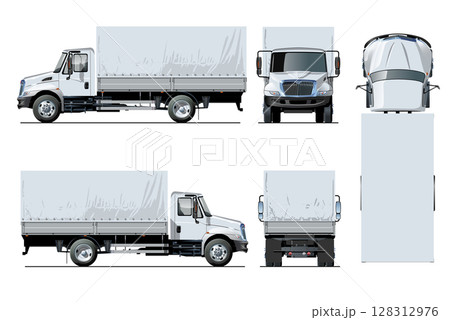 Vector awning flatbed truck template isolated on white background Vector awning flatbed truck template isolated on white background 128312976